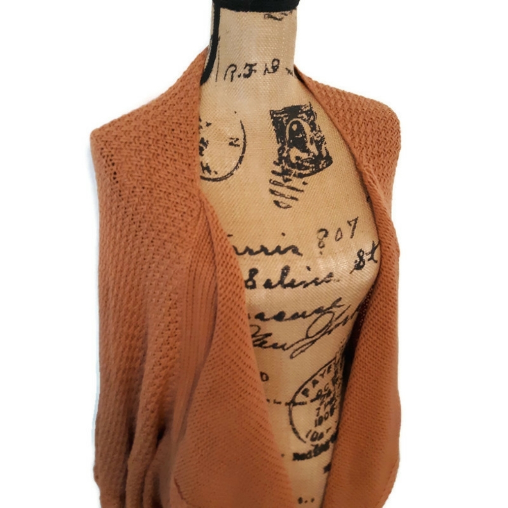 NEW! Neutral Rust Cozy Open Cardigan Sweater M - Picture 5 of 6